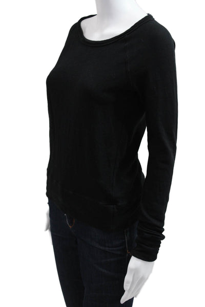 Standard James Perse Women Basic Black Cotton Long Sleeve Round Neck Top Size 0