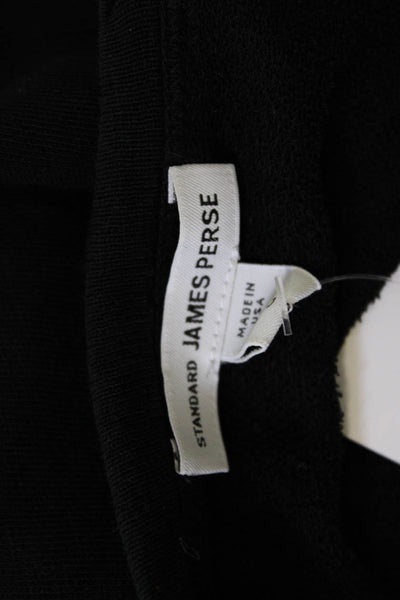 Standard James Perse Women Basic Black Cotton Long Sleeve Round Neck Top Size 0