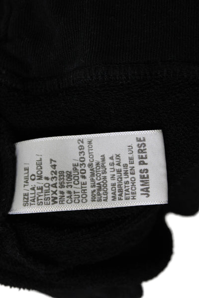Standard James Perse Women Basic Black Cotton Long Sleeve Round Neck Top Size 0