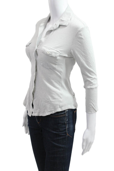 Standard James Perse Womens Cotton Collared Button-Up Gray 3/4 Sleeve Size 0