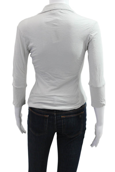 Standard James Perse Womens Cotton Collared Button-Up Gray 3/4 Sleeve Size 0