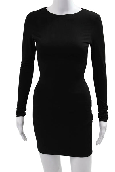 RaMona LaRue Womens Bodycon Mini Dress Black Long Sleeve Round Neck Size XS