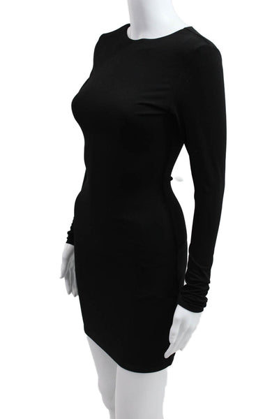 RaMona LaRue Womens Bodycon Mini Dress Black Long Sleeve Round Neck Size XS