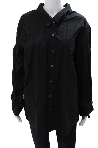 Wilfred Free Womens Black Cotton Collared Button Up Long Sleeve Top Size L