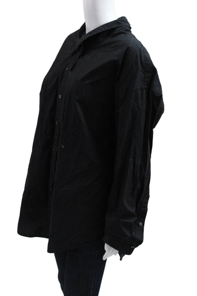 Wilfred Free Womens Black Cotton Collared Button Up Long Sleeve Top Size L