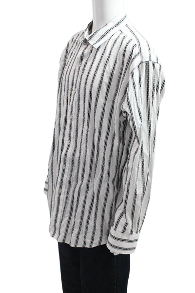 Robert Graham Mens Striped Button Shirt White Black Size Extra Extra Extra Large