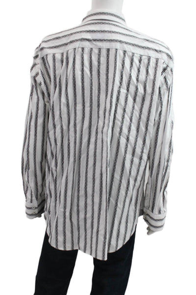 Robert Graham Mens Striped Button Shirt White Black Size Extra Extra Extra Large