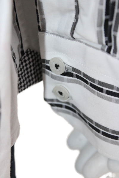 Robert Graham Mens Striped Button Shirt White Black Size Extra Extra Extra Large