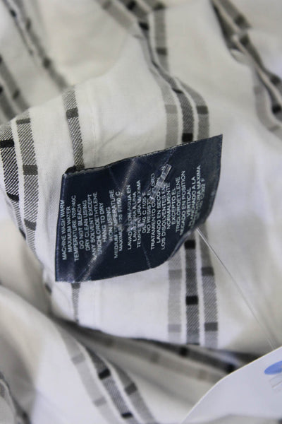 Robert Graham Mens Striped Button Shirt White Black Size Extra Extra Extra Large