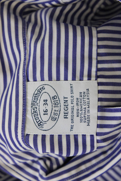 Brooks Brothers Mens Classic Striped Cotton Collared Dress Shirt Size 16