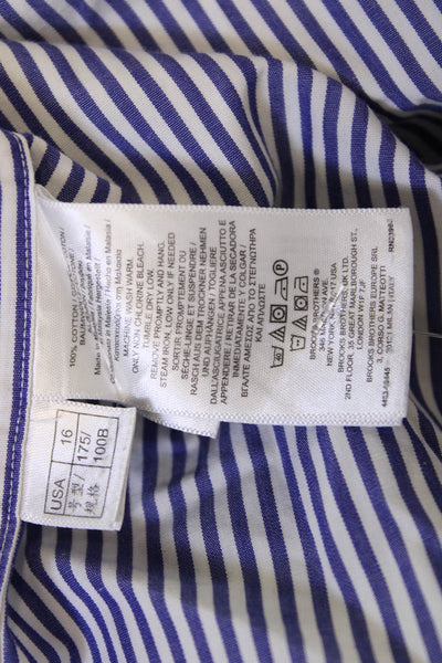 Brooks Brothers Mens Classic Striped Cotton Collared Dress Shirt Size 16