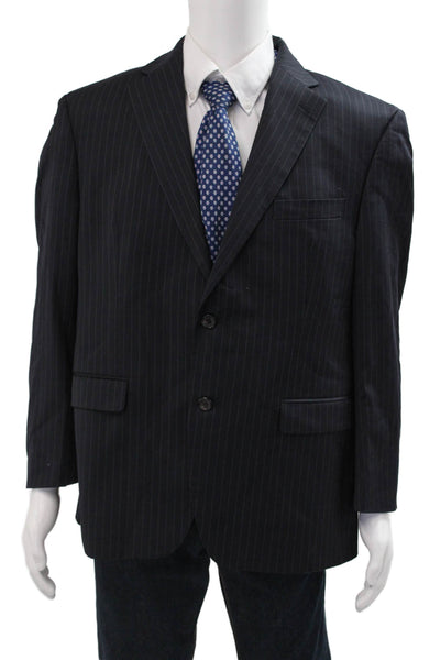 Lauren Ralph Lauren Mens Dark Blue Striped 100% Wool Suit Jacket Button Size 42