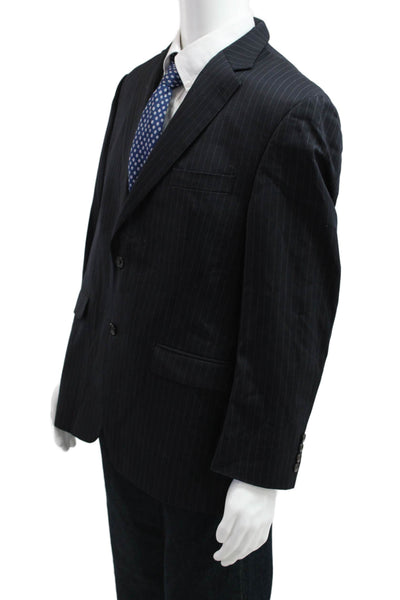 Lauren Ralph Lauren Mens Dark Blue Striped 100% Wool Suit Jacket Button Size 42