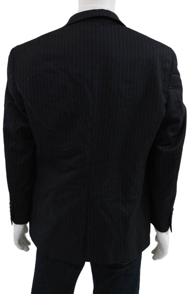 Lauren Ralph Lauren Mens Dark Blue Striped 100% Wool Suit Jacket Button Size 42