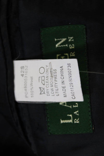 Lauren Ralph Lauren Mens Dark Blue Striped 100% Wool Suit Jacket Button Size 42