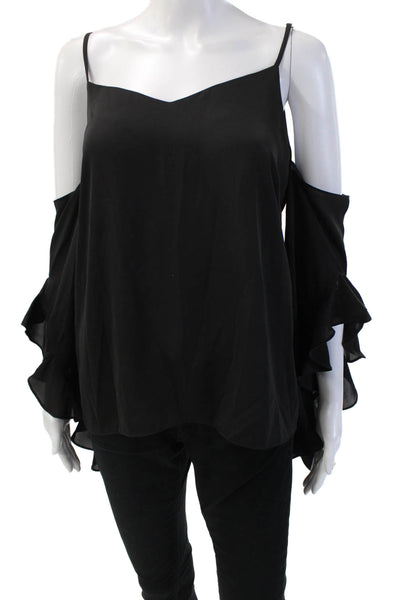 Amanda Uprichard Women Black V-Neck Camisole Bohemian Polyester Size S