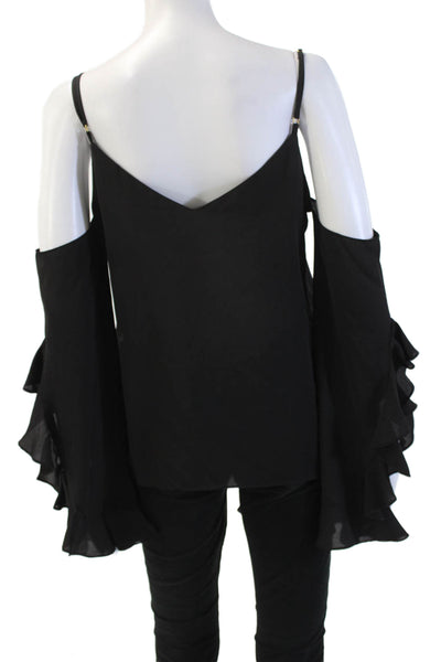 Amanda Uprichard Women Black V-Neck Camisole Bohemian Polyester Size S