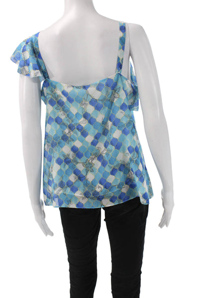 Ecru Womens Blue Geometric V-Neck Sleeveless Camisole Size M