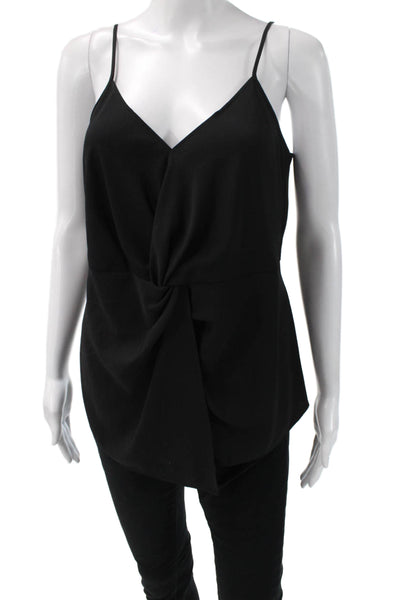 Trouve Women Black V-Neck Sleeveless Camisole Solid Polyester Size M