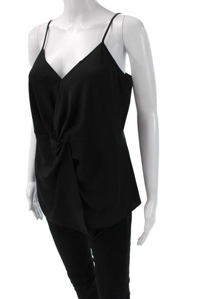 Trouve Women Black V-Neck Sleeveless Camisole Solid Polyester Size M