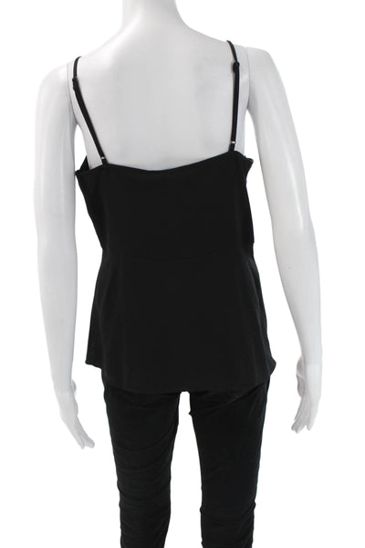 Trouve Women Black V-Neck Sleeveless Camisole Solid Polyester Size M