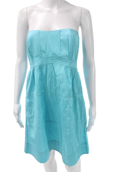 Calypso Saint Barth Women Sundress Light Blue Silk Above Knee Sleeveless Size 6