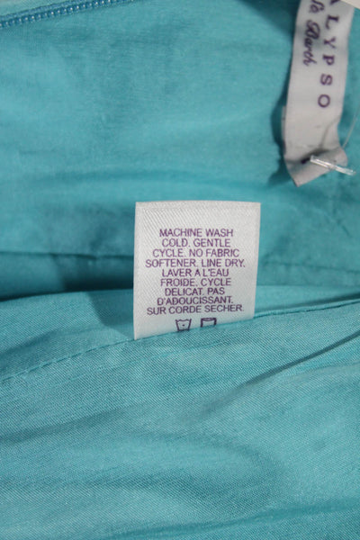 Calypso Saint Barth Women Sundress Light Blue Silk Above Knee Sleeveless Size 6