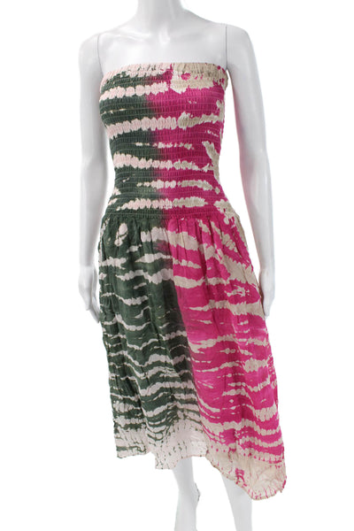 YFB Women A-Line Sundress Green Striped Viscose Sleeveless Full-Length Size XS