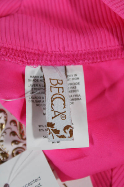 Becca by Rebecca Virtue Women Pink Bikini Bottoms Nylon Spandex Size M