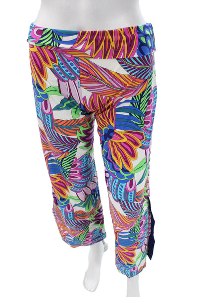 Trina Turk Womens Cropped Floral Blue Pants Size 2XS