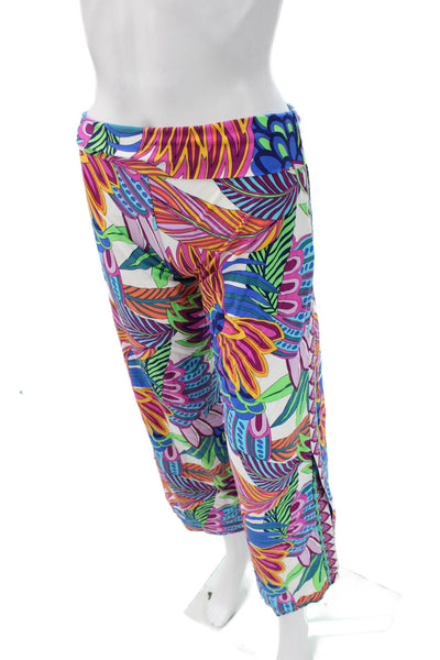 Trina Turk Womens Cropped Floral Blue Pants Size 2XS