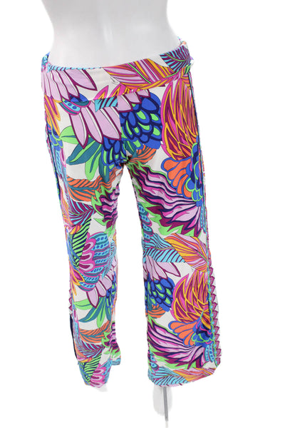 Trina Turk Womens Cropped Floral Blue Pants Size 2XS