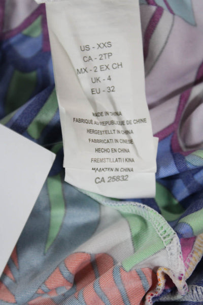Trina Turk Womens Cropped Floral Blue Pants Size 2XS