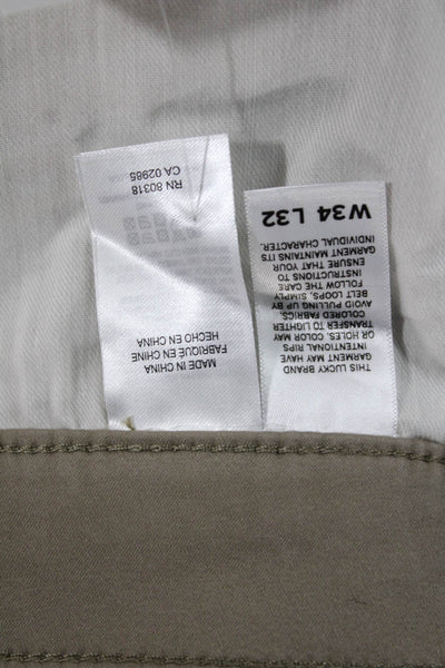 Lucky Brand Mens Beige Chino Khakis 100% Cotton Size 34