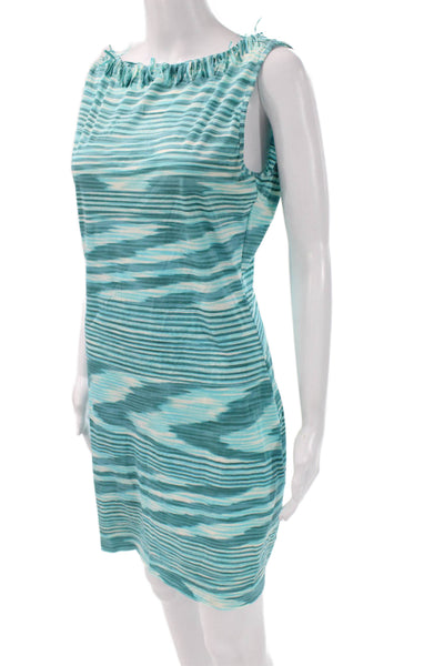 Missoni Women Shift Sleeveless Light Blue Striped Dress Size 44