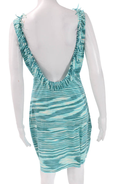 Missoni Women Shift Sleeveless Light Blue Striped Dress Size 44
