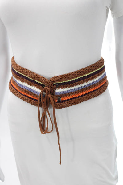 Missoni Womens Knit Striped Tie Closure Belt Multicolor 28"