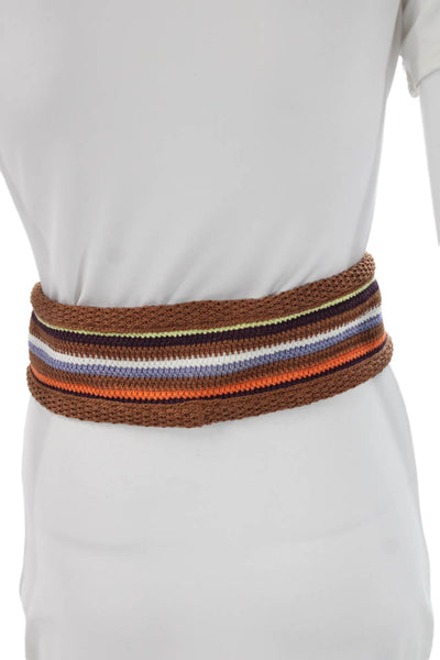 Missoni Womens Knit Striped Tie Closure Belt Multicolor 28"