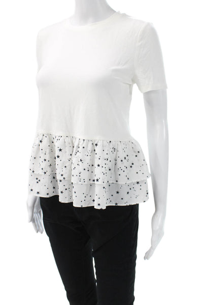 Kate Spade New York Women Basic T-Shirt White Stars Short Sleeve Size XS