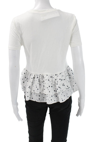 Kate Spade New York Women Basic T-Shirt White Stars Short Sleeve Size XS