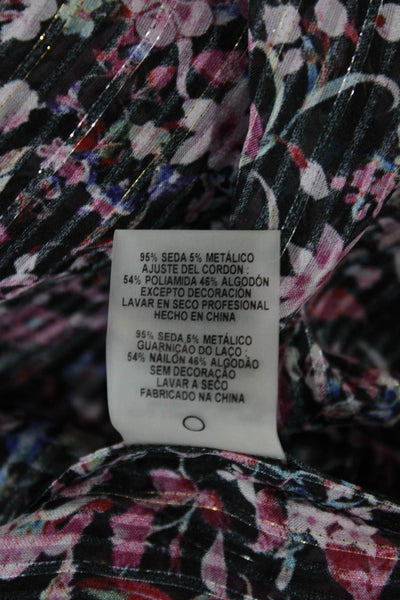 Elie Tahari Women Tunic Floral 3/4 Sleeve Black Silk Bohemian Size S