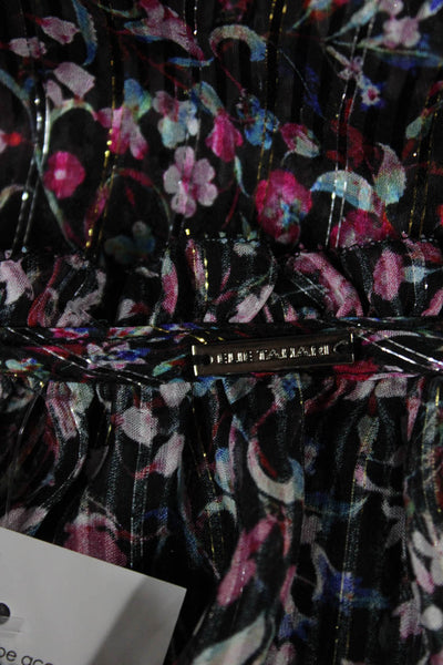 Elie Tahari Women Tunic Floral 3/4 Sleeve Black Silk Bohemian Size S