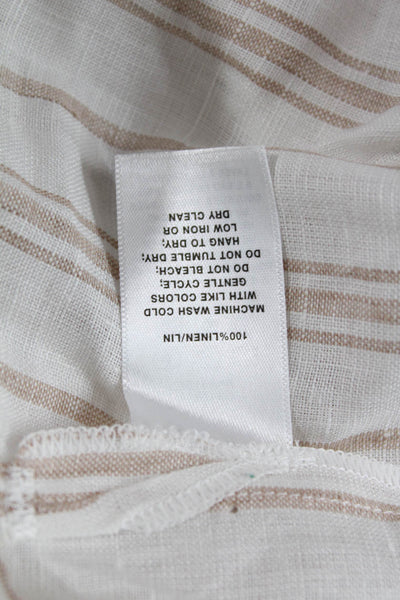 Lafayette 148 New York Women White Striped Tunic Button-Up 3/4 Sleeve Size S