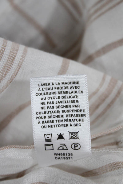 Lafayette 148 New York Women White Striped Tunic Button-Up 3/4 Sleeve Size S