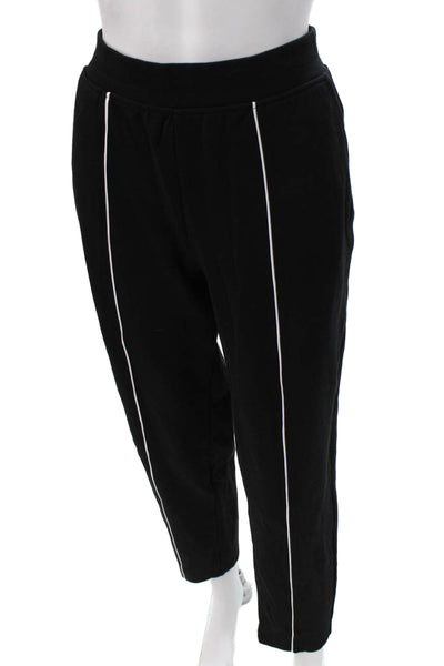 ATM Womens Cropped Jogger Pants Black Striped Cotton Modal Blend Size M
