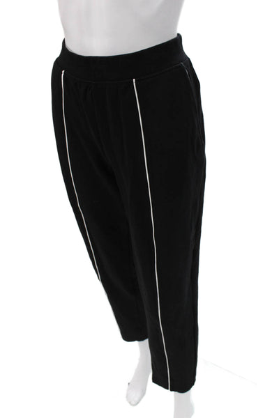 ATM Womens Cropped Jogger Pants Black Striped Cotton Modal Blend Size M
