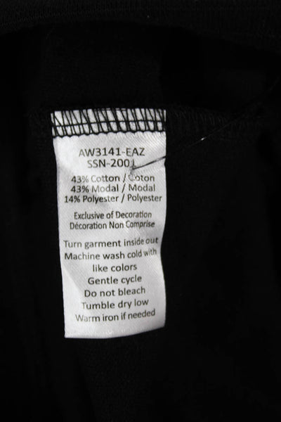 ATM Womens Cropped Jogger Pants Black Striped Cotton Modal Blend Size M