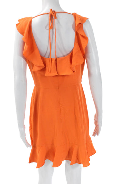 BCBGMAXAZRIA Womens Fit & Flare Sundress Orange Square Neck Sleeveless Size 8