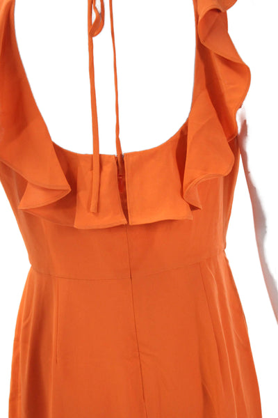 BCBGMAXAZRIA Womens Fit & Flare Sundress Orange Square Neck Sleeveless Size 8