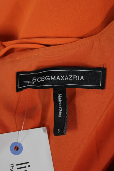 BCBGMAXAZRIA Womens Fit & Flare Sundress Orange Square Neck Sleeveless Size 8